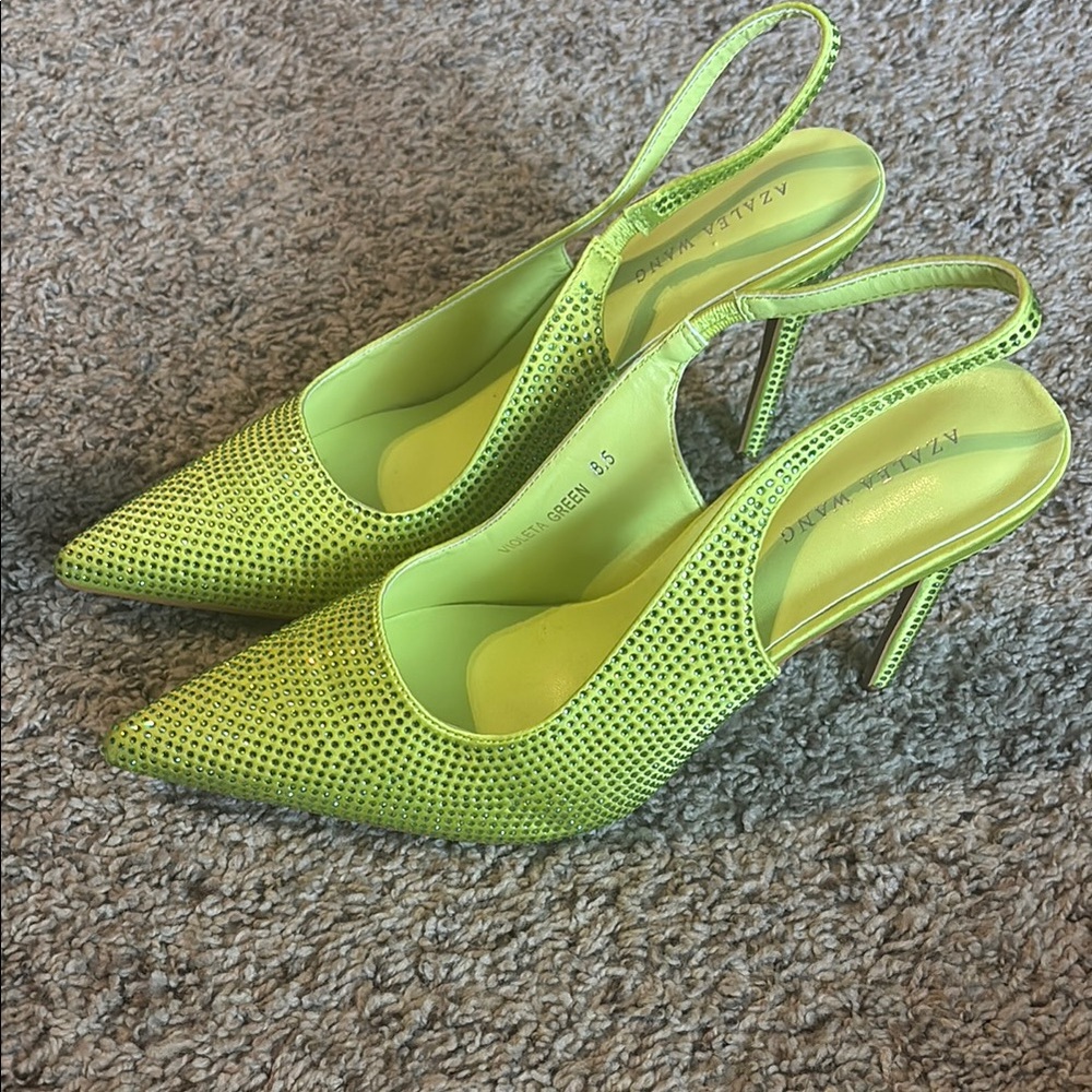 Azalea Wang Violeta Green Slingback Heels 8.5